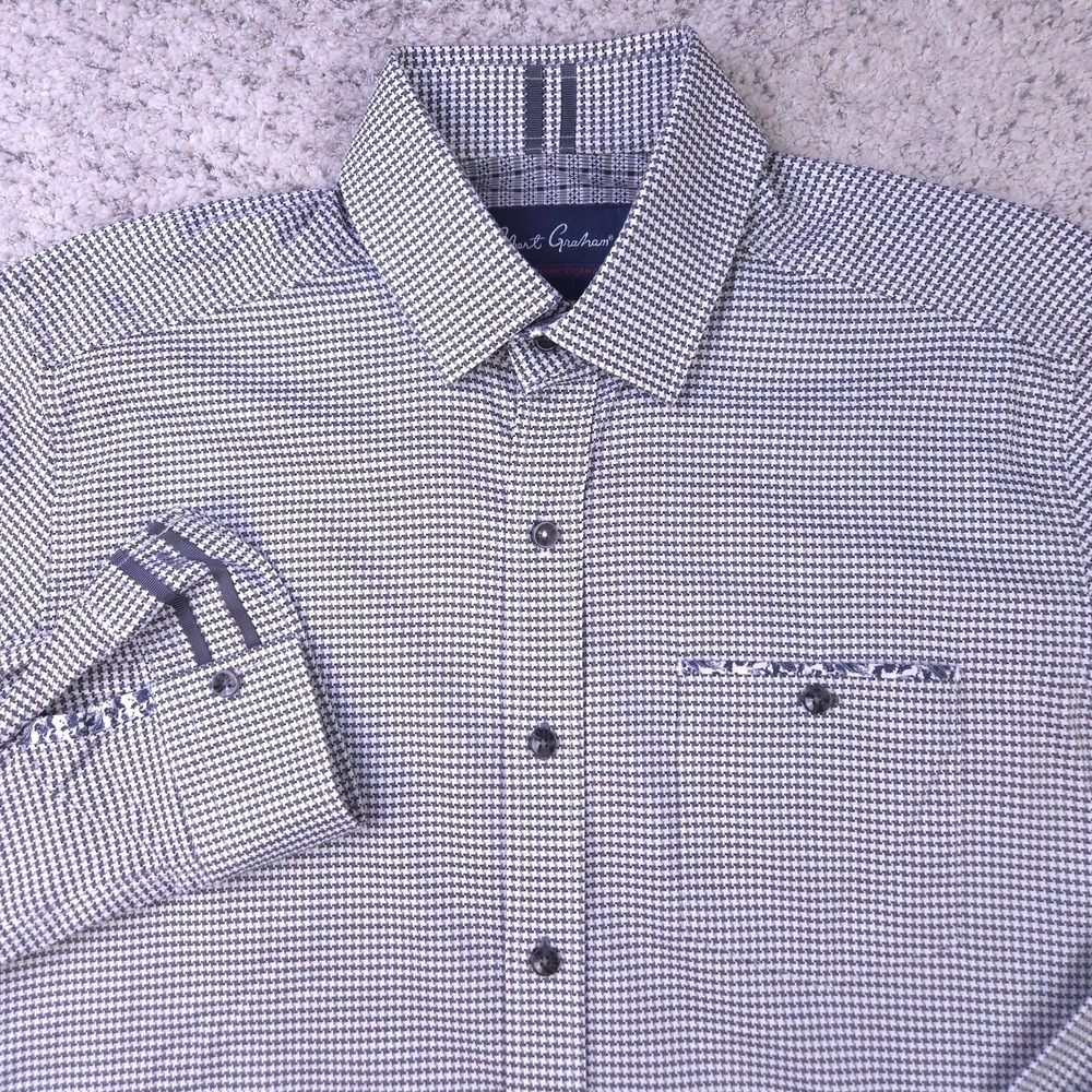 Robert Graham Shirt Mens Medium Tailored Fit Geometric Modern Americana GUC